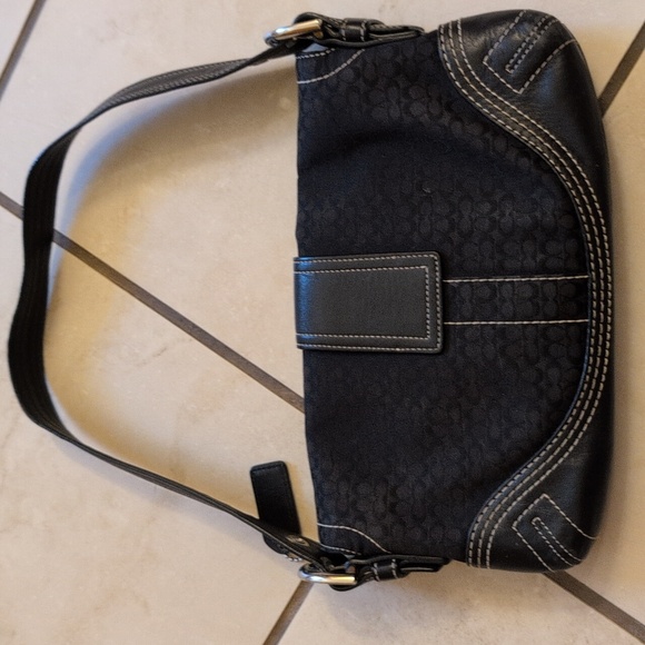 Coach Coach 3628 Vintage Soho Shoulder Bag Black Canvas Leather Monogram - Picture 2 of 14